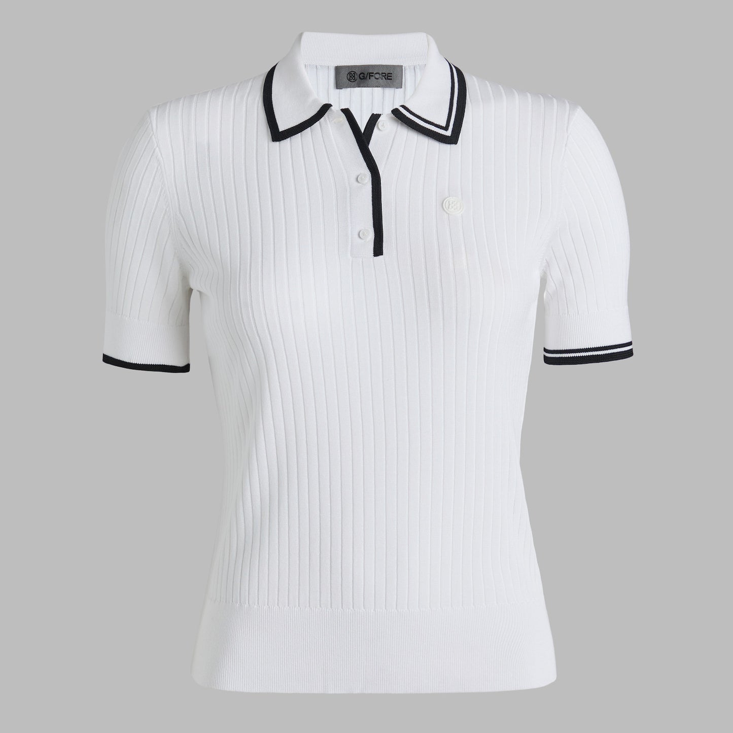 Ribbed Knit Polo Sweater