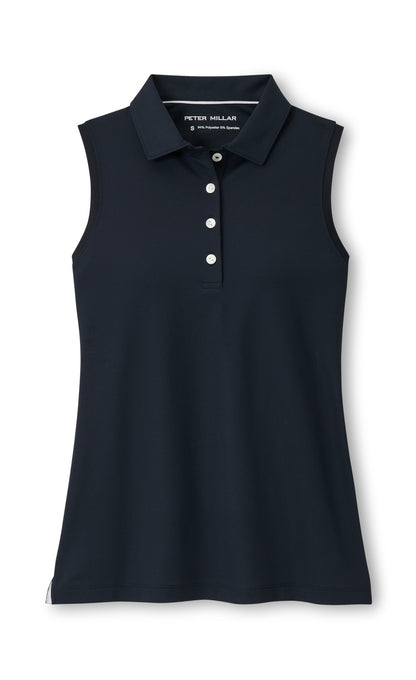 Banded Sport Mesh Sleeveless Button Polo