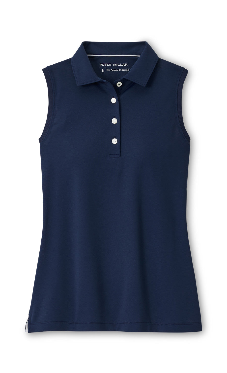 Banded Sport Mesh Sleeveless Button Polo