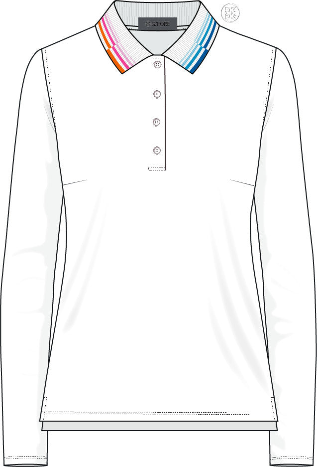 Contrast Collar Silky Tech Long Sleeve Polo