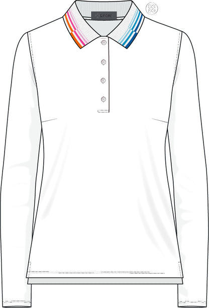 Contrast Collar Silky Tech Long Sleeve Polo