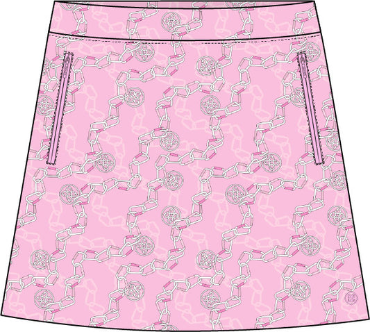 Floral Silky Tech Nylon A-Line Skort